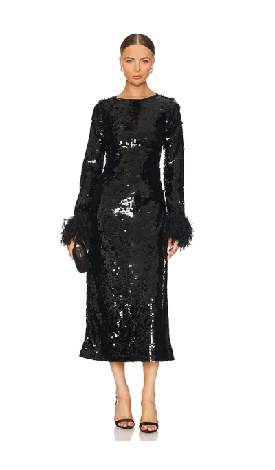 Show Me Your Mumu Pricilla Dress With Faux Fur In 블랙 세퀸