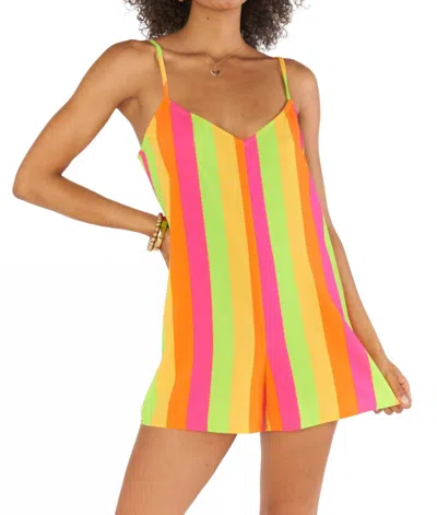 Show Me Your Mumu Rascal Romper In Neon Vacay Stripe In Multi