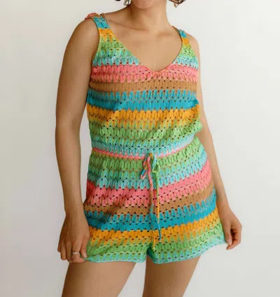 SHOW ME YOUR MUMU REN ROMPER IN MULTI-COLOR STRIPE