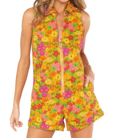 Show Me Your Mumu Reno Denim Romper In Carnaby Floral In Multi
