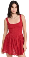 Show Me Your Mumu Ricci Skort Dress In Radiant Red Lace In Radiant Red Lace