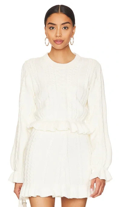 Show Me Your Mumu Ridley Ruffle Sweater In Cream