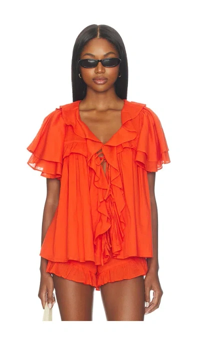 Show Me Your Mumu Rosalie Ruffle Top In Orange