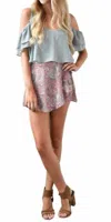 SHOW ME YOUR MUMU SADIE RUFFLE CROP TOP IN SILVER SAGE CHIFFON