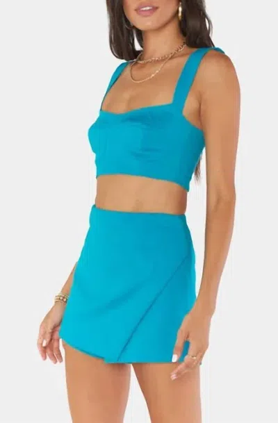 Show Me Your Mumu Sally Crop Top In Teal Suiting In Blue