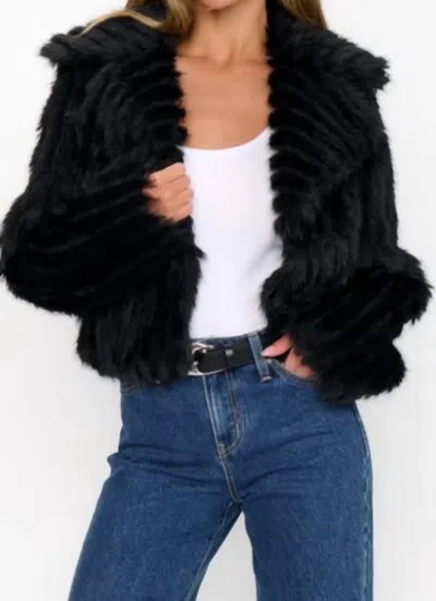 Show Me Your Mumu Salt Lake City Cropped Faux Fur Jacket In Black