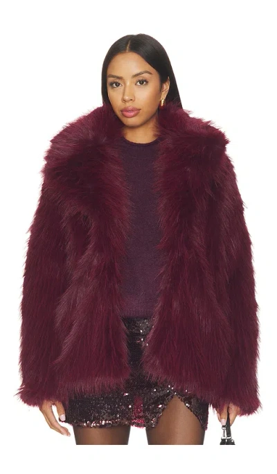 Show Me Your Mumu Salt Lake Faux Fur Coat In Burgundy