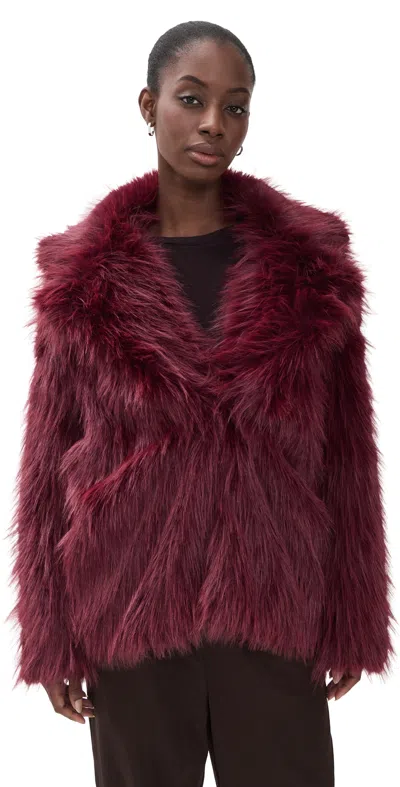 Show Me Your Mumu Salt Lake Fur Coat Merlot Knit Faux Fur