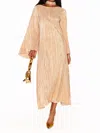 Show Me Your Mumu Sarah Midi Dress In Gold Pleat In Gold
