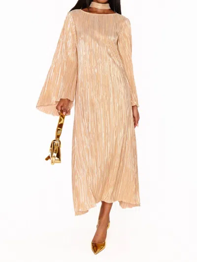 Show Me Your Mumu Sarah Midi Dress In Gold Pleat