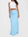 Show Me Your Mumu Satin Maxi Skirt In Blue In Blue