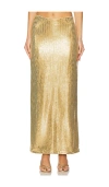 Show Me Your Mumu Saturday Skirt In Gold Shiny Stretch In Gold Shiny Stretch