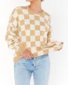 SHOW ME YOUR MUMU SCOUT SWEATER IN TAN CHECKER KNIT