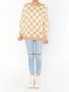 Show Me Your Mumu Scout Sweater In Tan Checker Knit In Multi