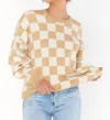 Show Me Your Mumu Scout Sweater In Tan Checker Knit In Multi