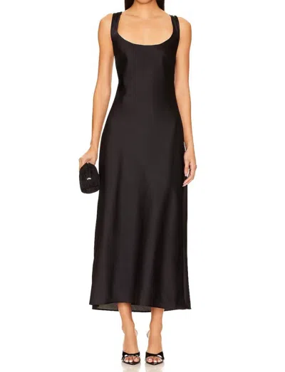 Show Me Your Mumu Serenade Slip Dress In Black Luxe Satin In Multi