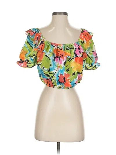 Pre-owned Show Me Your Mumu Short Sleeve Blouse In Green