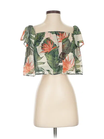 Pre-owned Show Me Your Mumu Short Sleeve Blouse In Green