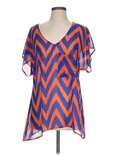 Pre-owned Show Me Your Mumu Short Sleeve Blouse In Orange