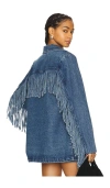 Show Me Your Mumu Sierra Fringe Jacket In 靛蓝色