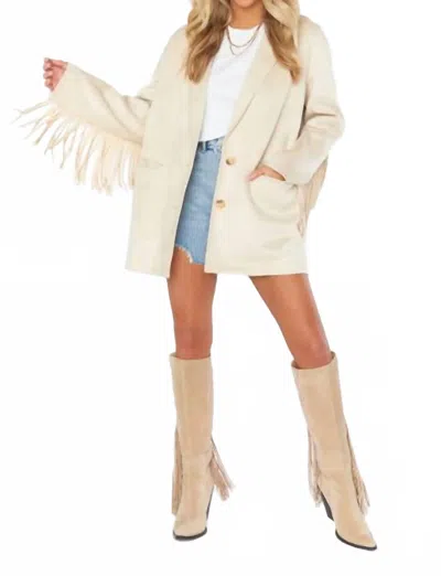 Show Me Your Mumu Sierra Fringe Jacket In Cream In Neutral
