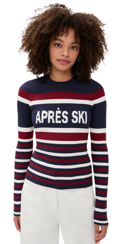 Show Me Your Mumu Slopes Sweater Navy Apres Ski Stripe In Black
