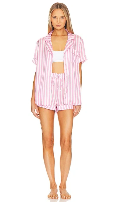 Show Me Your Mumu Slumber Pj Set In Pink White Silky