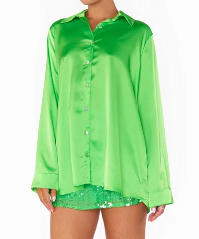 Show Me Your Mumu Smith Button Down Shirt In Bright Green Luxe