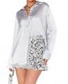 Show Me Your Mumu Smith Button Down Shirt In Silver In Burgundy
