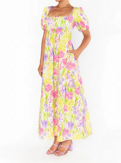 Show Me Your Mumu Smitten Midi Dress In Blooming Tulips In Multi