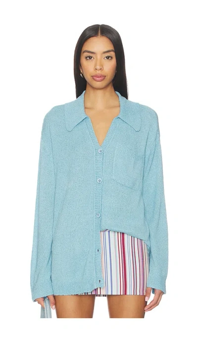 Show Me Your Mumu Sonny Button Up Knit Sweater In Blue Lagoon