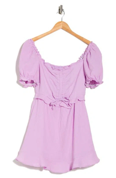 Show Me Your Mumu Sophie Puff Sleeve Cotton Minidress In Bright Lilac