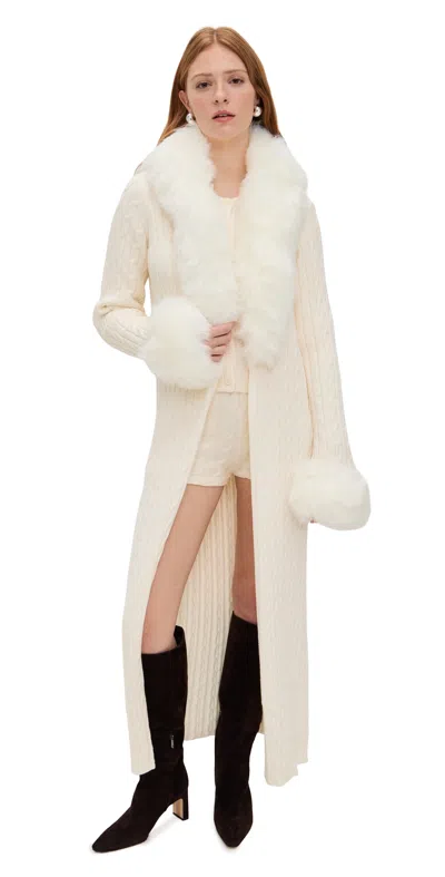 Show Me Your Mumu Stormi Cardigan Snow Cable Knit With Faux Fur In Neutral