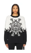 Show Me Your Mumu Stowe Sweater In Snowflake Knit In Black,white