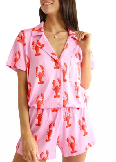 Show Me Your Mumu Sunday Morning Pajamas Set In Pink Lobster