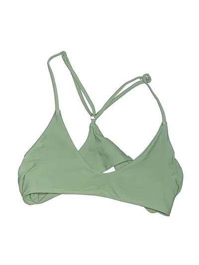 Pre-owned Show Me Your Mumu Swimsuit Top Green Solid Pattern Swimwear