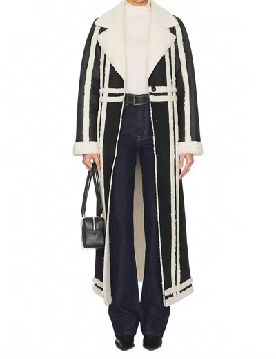 Show Me Your Mumu Swiss Alps Coat In Faux Leather With Sherpa In Black