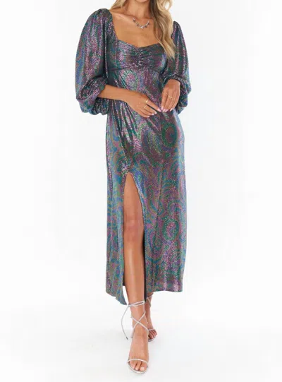 Show Me Your Mumu Sydney Midi Dress In Black Cosmo Confetti In Purple