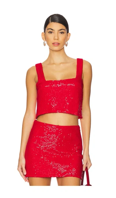 Show Me Your Mumu Tara Crop Top In Red Sequins