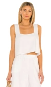 Show Me Your Mumu Tara Crop Top In White Linen