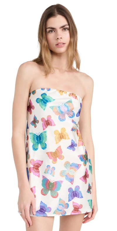 Show Me Your Mumu Taylor Tube Mini Dress In Rainbow Butterflies