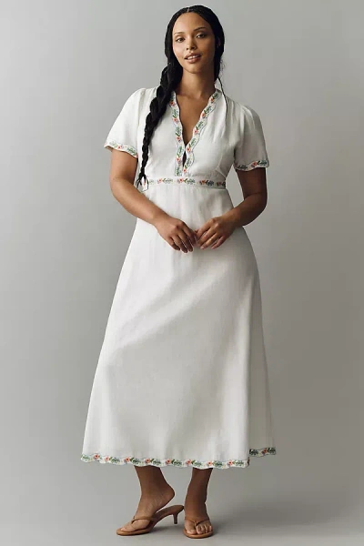 Show Me Your Mumu Thea Plus Cotton Linen Midi Dress In White