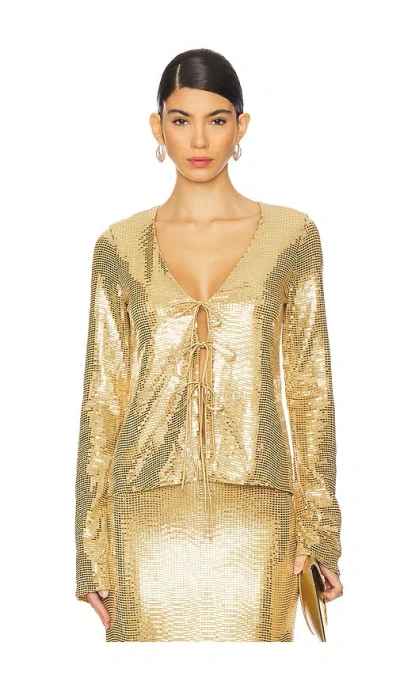 Show Me Your Mumu Thrill Top In Gold Shiny