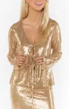 Show Me Your Mumu Thrill Top In Gold Shiny Stretch In Multi