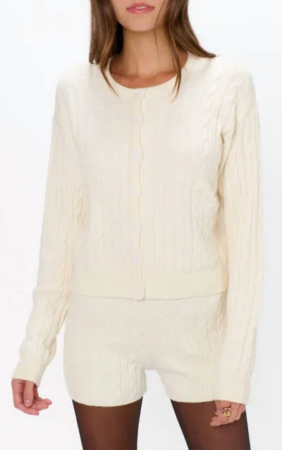 Show Me Your Mumu Throw On Cardigan In Snow Cable Knit In Neutral