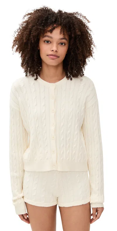 Show Me Your Mumu Throw On Cardigan Snow Cable Knit In White