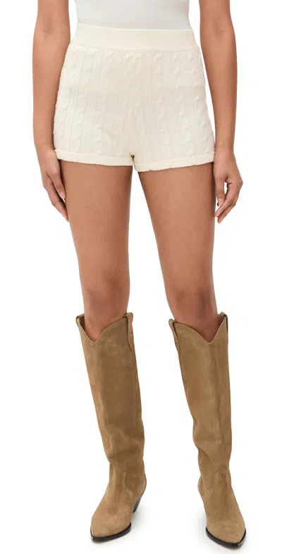 Show Me Your Mumu Throw On Shorts Snow Cable Knit In White