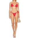 Show Me Your Mumu Tanning Bikini Top In Red Scrunch In Red
