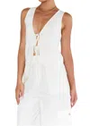 Show Me Your Mumu Time Out Tie Top In White Rib Knit