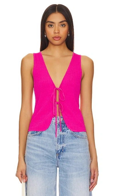 Show Me Your Mumu Time Out Tie Top In Pink Rib Knit